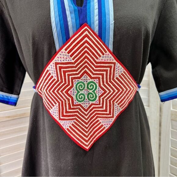 Vintage Embroidered Kaftan Caftan Maxi House Dress Large - Picture 5 of 11